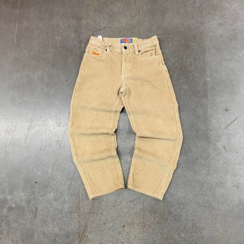 Empyre Tan Corduroy‎ Pants Elastic Waist Embroidered Logo Y2K Kids Size 25